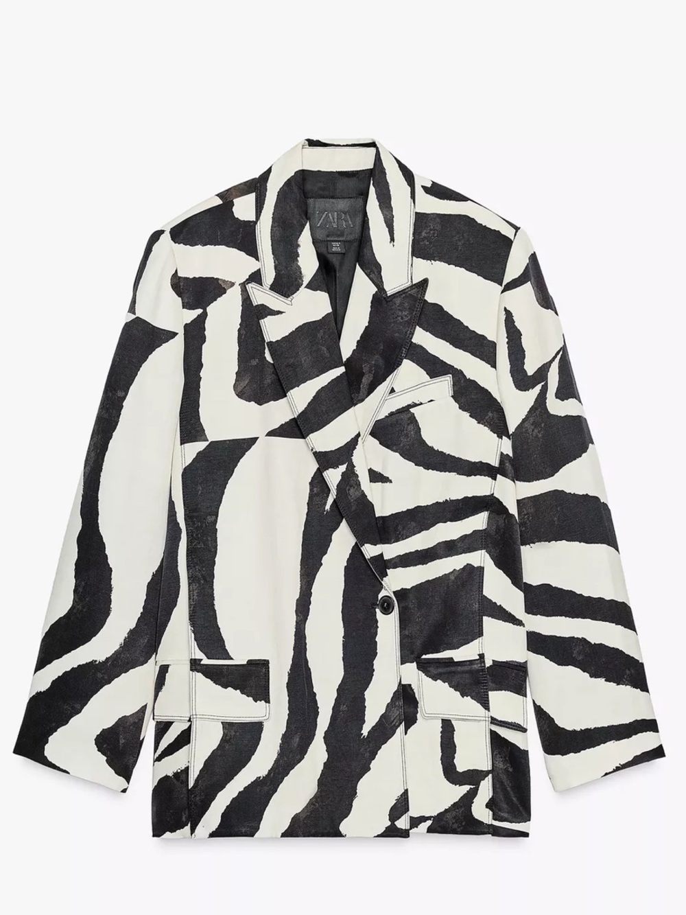 Zara Black and White Zebra-Print Blazer - Picture 6 of 9